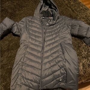 Spyder Women's Charcoal Quilted Hooded Puffer Jacket